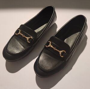 Black Flat with Gold and Diamond Accents